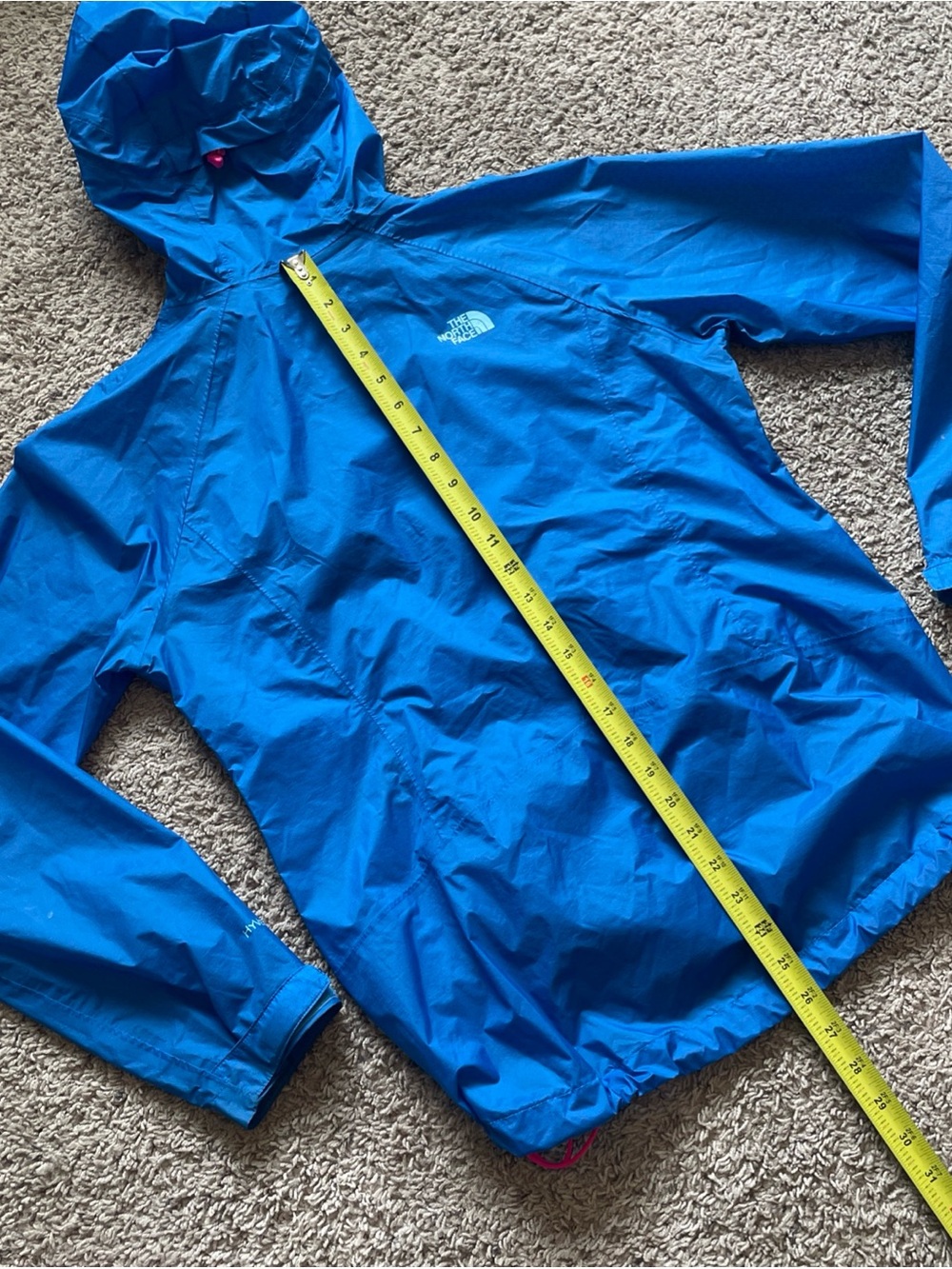 The North Face HyVent 2.5L Rain Jacket Women Medium Blue Waterproof Hooded Shell - Picture 15 of 16
